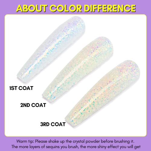 Sparkling White Glitter Acrylic Nails, Long-Lasting & Easy Apply, 24 Piece Set - Image 8