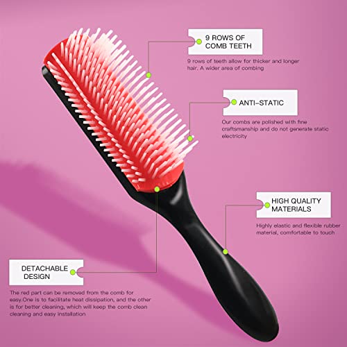 Artnaturals 2-Piece Detangling Brush Set for All Hair Types Easy Grip - Image 2