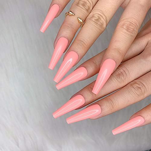 Light Pink Long Coffin Acrylic Nails 24 Piece Set for Nail Art - Image 4