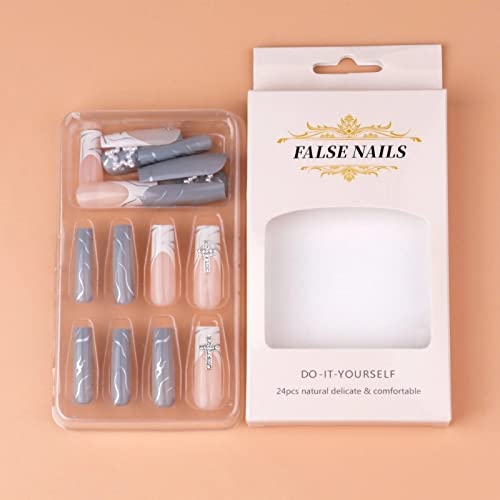 Gray Acrylic Press-On Nails - 24-Piece Set for Effortless Glamour - Image 5