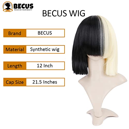Cruella 22 Inch Natural Black and White Human Hair Wig for Women - Image 2