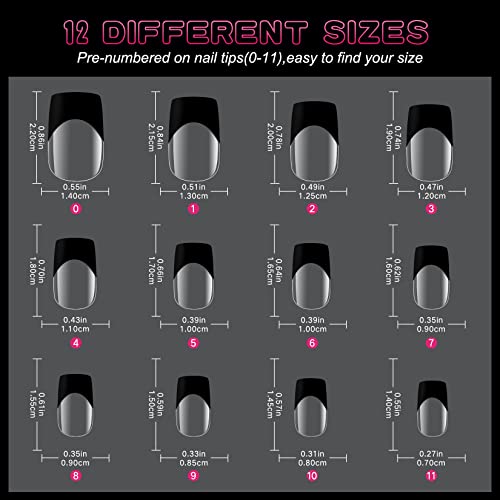 24 Piece Black and Clear Acrylic Nail Set for Stylish Nail Art Manicure - Image 5