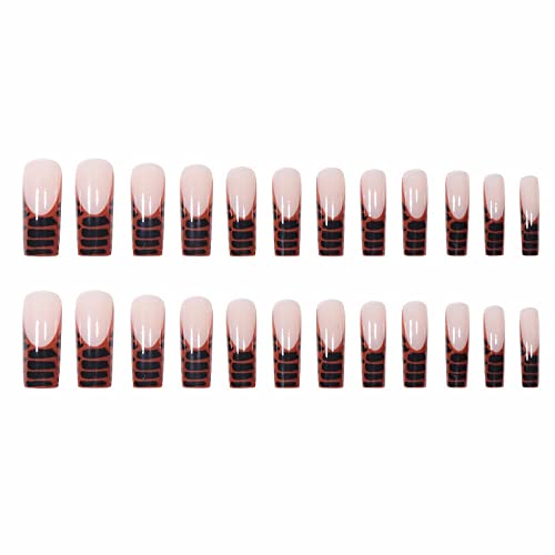 24 Piece Crocodile Print Acrylic Nail Art Design for Stylish Nail Enhancements - Image 3