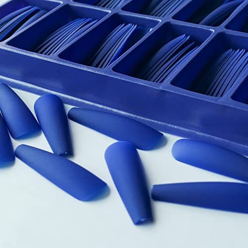 Royal Blue Long Acrylic Nails - Image 5