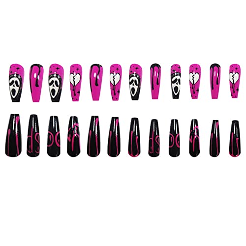 Halloween-themed coffin-shaped acrylic nails. - Image 3