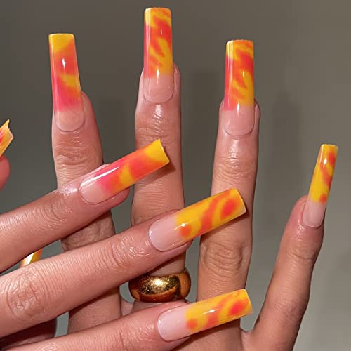 24 Piece Long Square Acrylic Nails Kit - Durable and Stylish for Beautiful Nail Art - Image 2