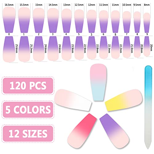 Coffin Ombre Acrylic Nails Set - 24 Pieces in Mixed Colors for Stylish Manicure - Image 3