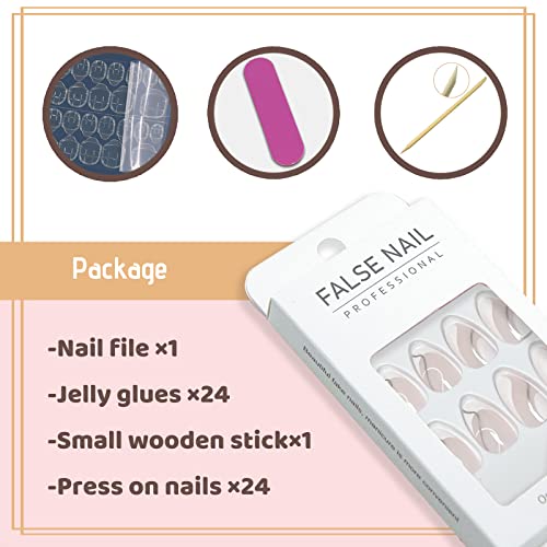 Chic, Simple Acrylic Nail Designs for Daily Wear - 24 Count Set - Image 4
