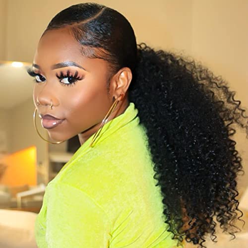 Curly Human Hair Drawstring Ponytail