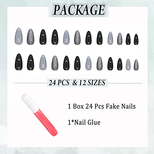 Chic Grey Acrylic Nail Art Kit for Fashionable Looks, Easy Application, Full Set - Image 4