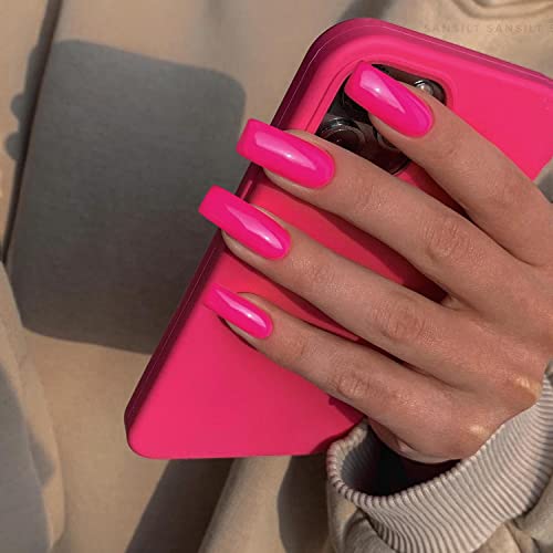 24 Pack Neon Coffin Acrylic Nails Assorted Colors Stunning Nail Art - Image 2