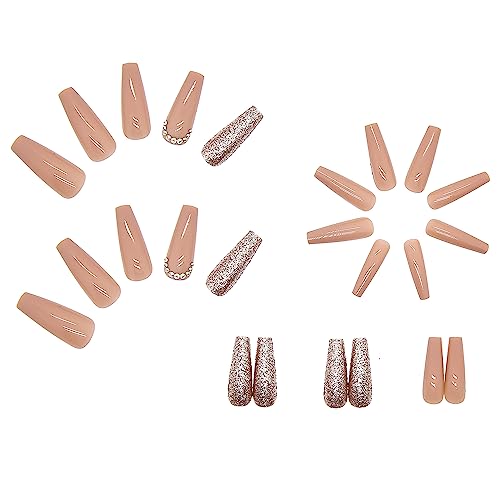 Glitter Fade Acrylic Nails Set 24 Pieces Medium Length for Stylish Manicure - Image 4