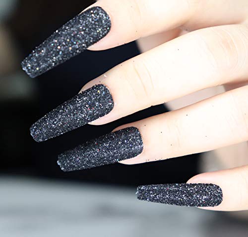 Black Coffin Acrylic Nails - Image 4