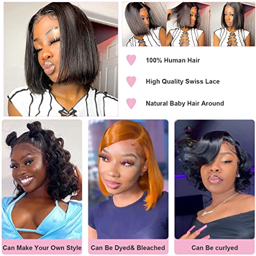 Short Human Hair Blunt Cut Wig, Natural Look, Adjustable Size, Medium Cap - Image 4