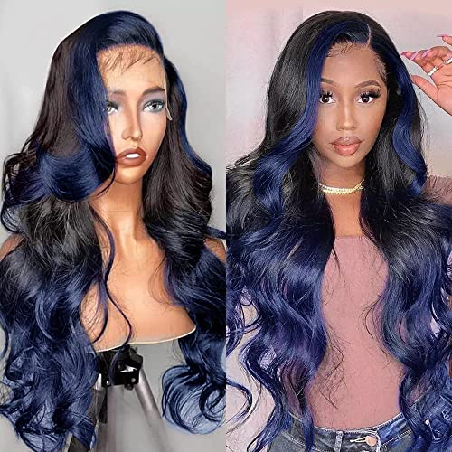 Blue Ombre Human Hair Wig for Women - 18 Inch, Ready-to-Wear Comfort - Image 4