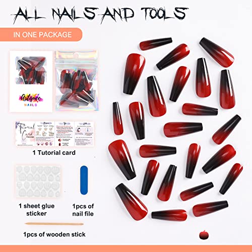 Black and red acrylic nails ? stylish and trendy. - Image 4