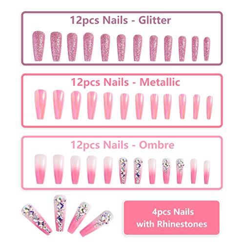 Shimmering Glitter Ombre Acrylic Nails Set for Elegant Nail Art Designs - Image 3