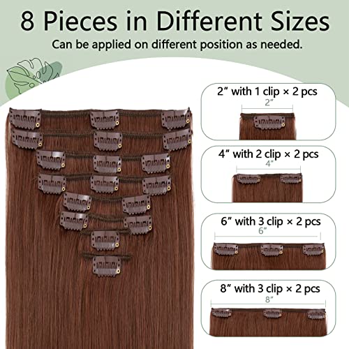 Short Auburn Human Hair Extensions - Natural Look, Easy Styling, 14 Inch - Image 2