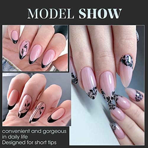 Almond Black Tip Acrylic Nails, Durable Stylish Nail Art, Set of 24 - Image 7