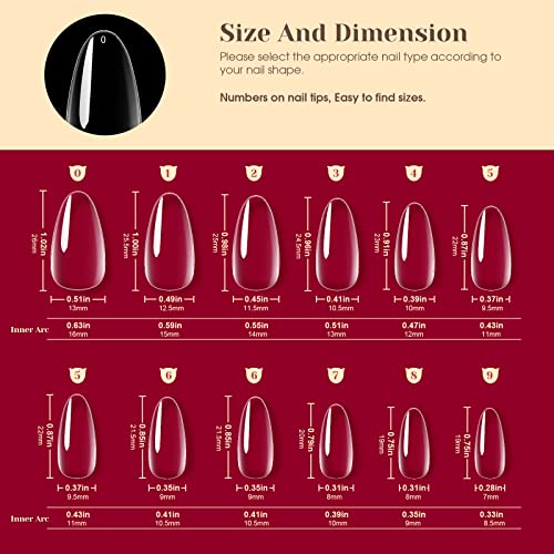 Clear Finish Long Almond Acrylic Nails for Elegant Nail Art, 24 Piece Set - Image 8