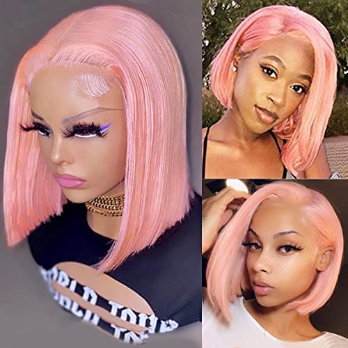 Rose Gold 18 Inch Human Hair Wig for Women, Natural Style, Adjustable Cap