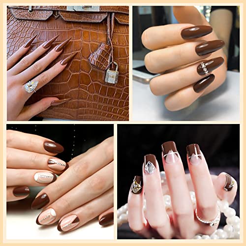 Brown Acrylic Nails - 24 Piece Set, Durable & Stylish for Any Occasion - Image 3