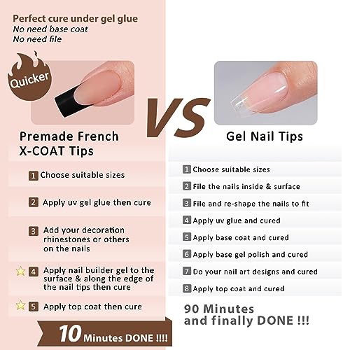 24 Count Black Tip Acrylic Nails Set Durable Easy-to-Apply for a Perfect Manicure - Image 5