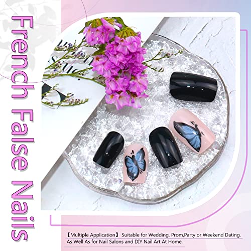 24 Count Blue Butterfly Stick On Nails, Medium Size, Easy Application for Any Occasion - Image 7
