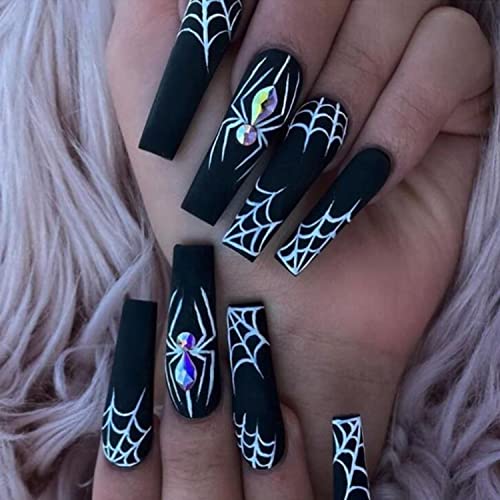 Festive Halloween Acrylic Nails Set 24 Pieces for Spooky Nail Art Designs