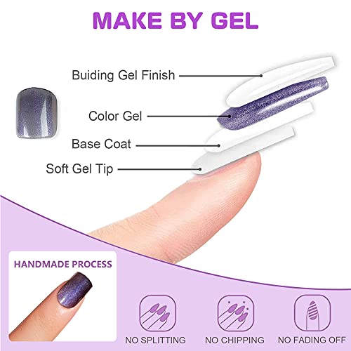 24-Piece Amethyst Acrylic Nail Set with Various Sizes for Stunning Manicures - Image 5
