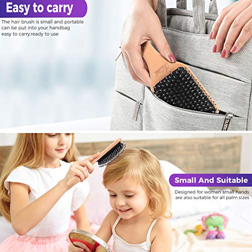 Boar Bristle Nylon Hair Brush for All Hair Types Ergonomic Handle Medium Size - Image 5