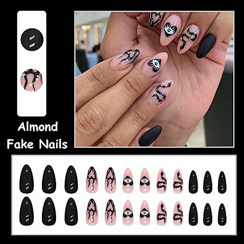 Black Fire Long Length 24 Pack Acrylic Press-On Nails for Effortless Application - Image 5