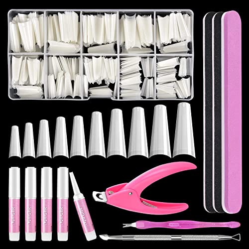 24-Piece White Coffin Acrylic Nail Set for Stylish Nail Art Applications