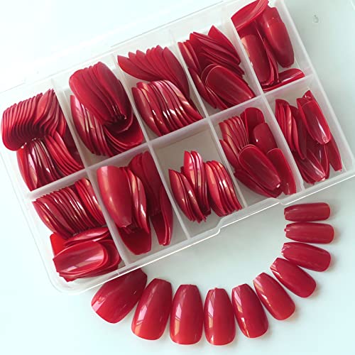 Red Coffin Acrylic Nails - Image 6