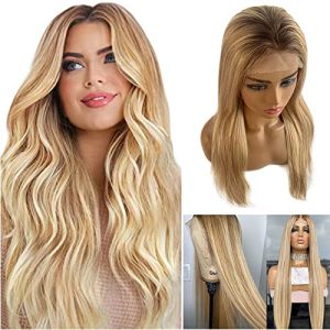 13x4 Lace Front Blonde Human Hair Wig Medium Size Natural Look