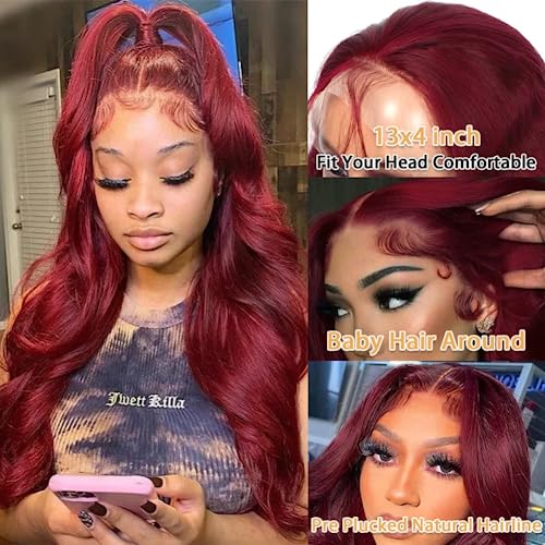 99J Burgundy Full Lace Wig 20 Inch Human Hair Natural Comfort Fit - Image 2