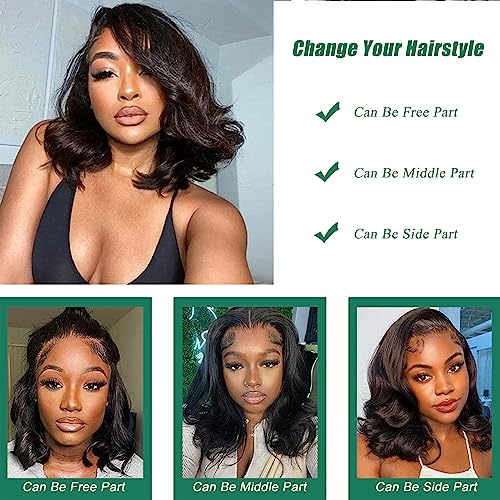 Human Hair Lace Front Bob Wig for Women, 12-inch Length, Natural Appearance - Image 3