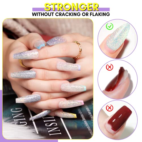 Sparkling White Glitter Acrylic Nails, Long-Lasting & Easy Apply, 24 Piece Set - Image 5