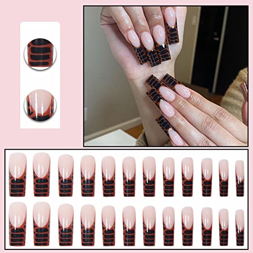 24 Piece Crocodile Print Acrylic Nail Art Design for Stylish Nail Enhancements - Image 4