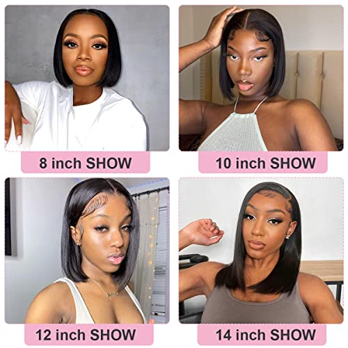 Short Human Hair Blunt Cut Wig, Natural Look, Adjustable Size, Medium Cap - Image 3