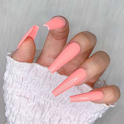 Light Pink Long Coffin Acrylic Nails 24 Piece Set for Nail Art - Image 5