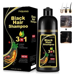 Natural Hair Black Dye Shampoo 12 oz Bottle for Gray Coverage