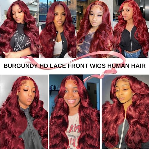 99J Burgundy Full Lace Wig 20 Inch Human Hair Natural Comfort Fit - Image 6