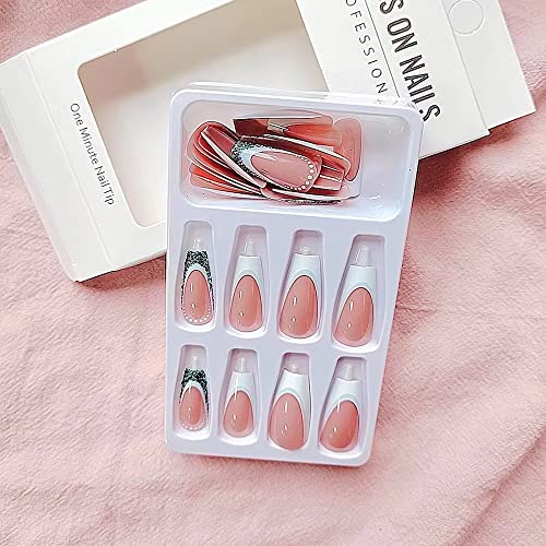 24 Piece Long Light Blue Acrylic Nails Set for a Chic Look - Image 4