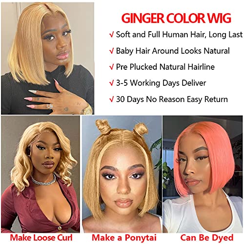 13x4 Transparent Lace Front Blonde Bob Wig 100% Human Hair - Image 5