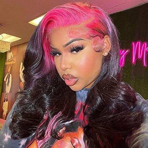 Black Pink Human Hair Wig
