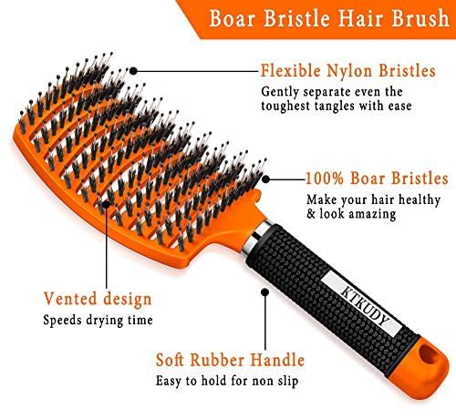 Orange Lightweight Detangling and Styling Hair Brush for All Hair Types - Image 2
