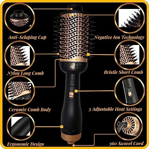 10-in-1 Ceramic Hair Dryer Brush for Salon-Quality Straightening and Silky Smooth Results - Image 5