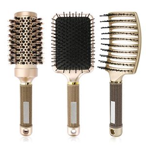 T3 Professional 3-Piece Hair Brush Set for All Hair Types, Ergonomic Comfort Grip