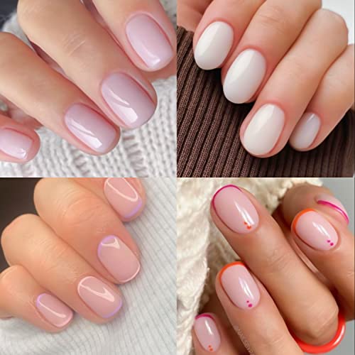 Short Rounded Acrylic Nails with Elegant Design, 24 Piece Set - Image 2